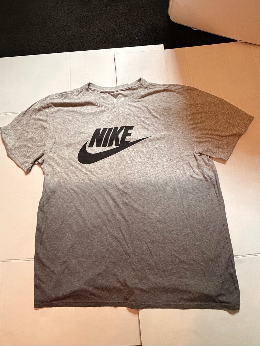 Nike Grey Short-Sleeve Tee with Black Swoosh Logo